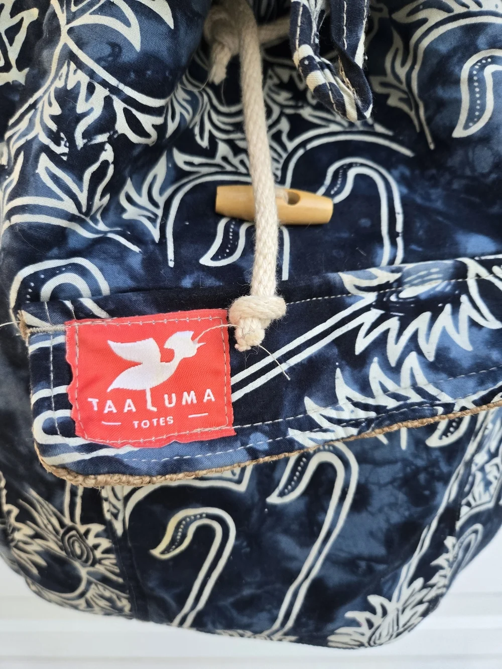 TaaLuma Tote Navy Floral Pattern Canvas Backpack